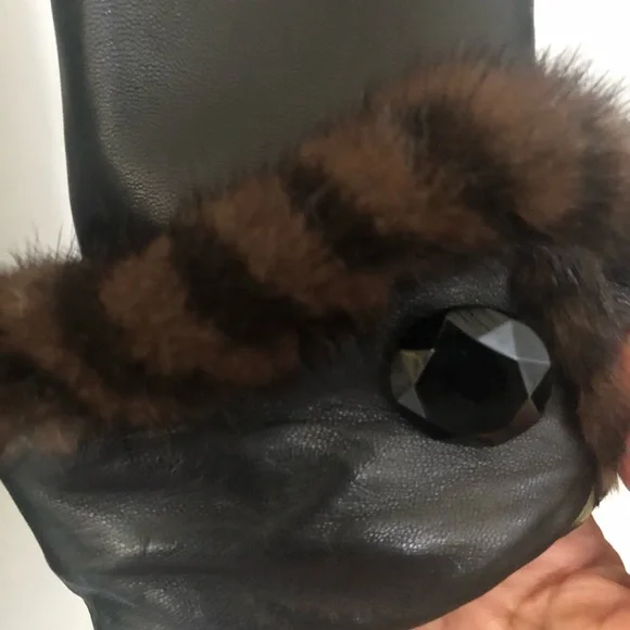 Leather Jacket, St. John, Marie Gray black 3/4 Lenght - Picture 3 of 5